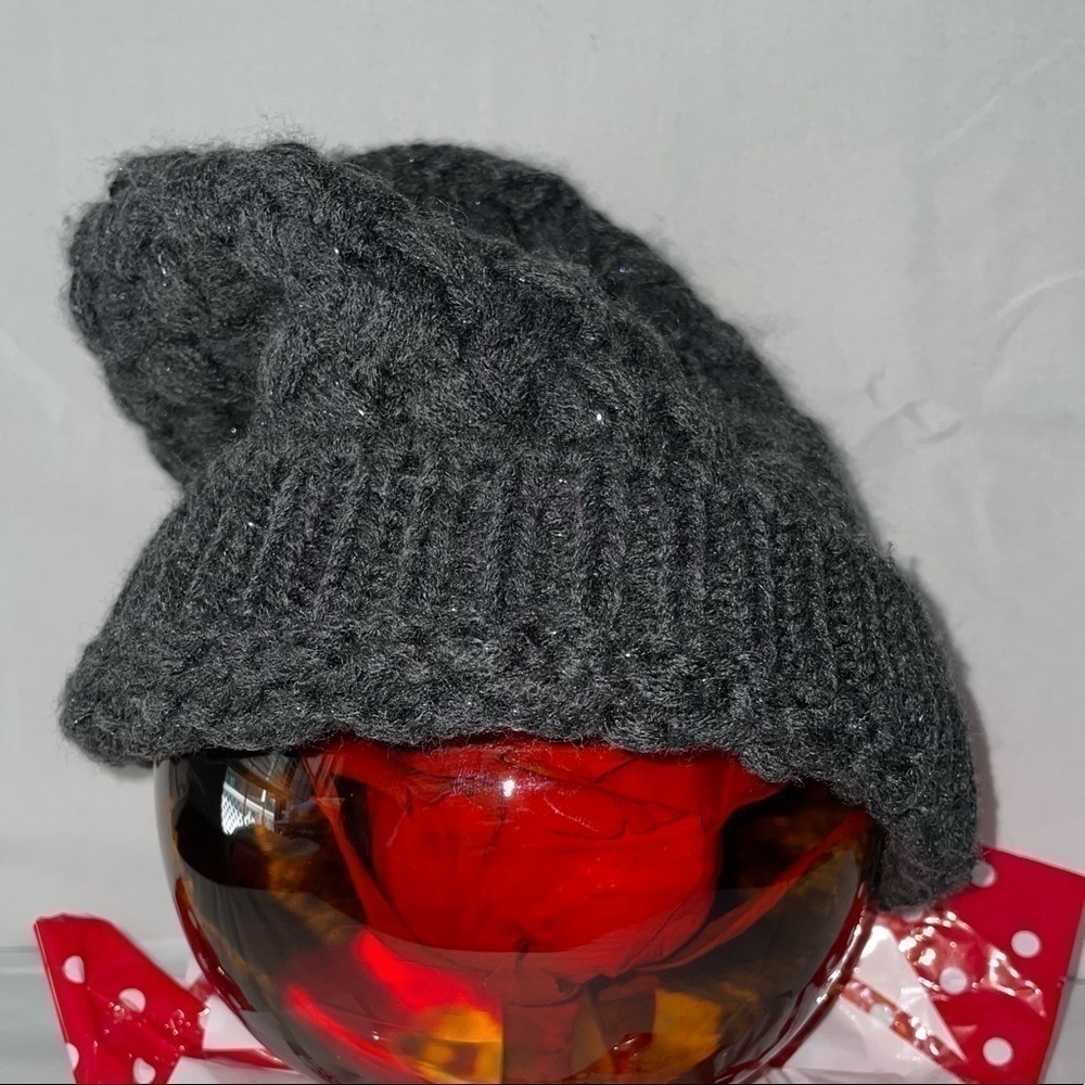 Beanie Knit Shimmer Yarn Crochet Fold Over Thick Warm Pull On Warm Winter Hat